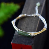 Natural Hetian Jade Bracelet S925 Sterling Ethnic Jewelry Fr Women - Genuine - Gemstone