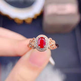 Natural Oval Ruby Rings For Women Anniversary Jewelry - Genuine - Gemstone