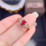 Natural Oval Ruby Rings For Women Anniversary Jewelry - Genuine - Gemstone