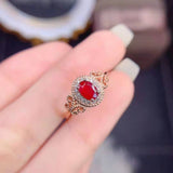 Natural Oval Ruby Rings For Women Anniversary Jewelry - Genuine - Gemstone