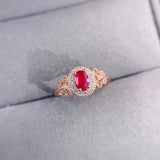 Natural Oval Ruby Rings For Women Anniversary Jewelry - Genuine - Gemstone