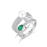 Natural Pearl Green Ring Freshwater For Women Wedding Jewelry - Genuine - Gemstone