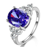 Natural Sapphire Engagement Ring Silver For Women Jewelry - Genuine - Gemstone