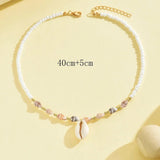 Natural Seashell Beaded Necklace Shell Pendant Ocean Jewelry Choker Suitable For Women - Gemstone Gold