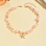 Natural Seashell Beaded Necklace Shell Pendant Ocean Jewelry Choker Suitable For Women - Gemstone Gold
