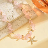Natural Seashell Beaded Necklace Shell Pendant Ocean Jewelry Choker Suitable For Women - Gemstone Gold