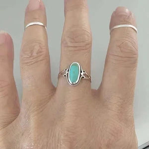 Natural Stone Antique Silver Ring Classic for Women Party Causal Jewelry - Gemstone Gold