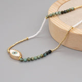 Natural Stones Evil Eye Beaded Necklace for Women Anniverssary Jewellery - Genuine - Gemstone