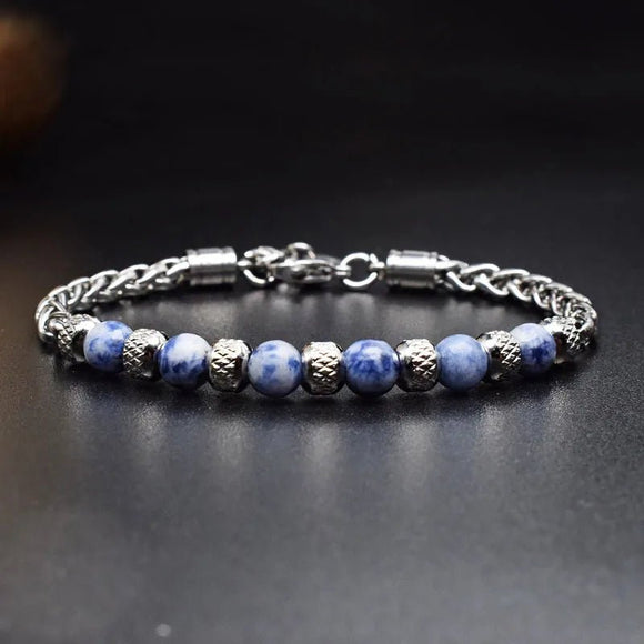 Natural Tiger Eye Cuban Link Chain Bracelet Men's Beaded Women Jewelry - Gemstone Gold