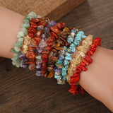 Natural Vintage Stone Beads Stretchy Bracelet Colored Stone Women's Bracelet - Genuine - Gemstone