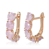 Natural Zircon Drop Earrings for Women 585 Rose Gold Wedding Jewelry - Genuine - Gemstone