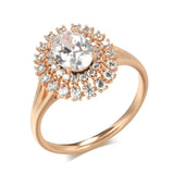 Natural Zircon Wedding Ring Classic Bright 585 Rose Gold Women Fine Jewelry - Genuine - Gemstone