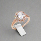 Natural Zircon Wedding Ring Classic Bright 585 Rose Gold Women Fine Jewelry - Genuine - Gemstone