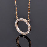 Pave Zircon Circle Pendant Choker Chain Necklace For Women Jewelry - Genuine - Gemstone