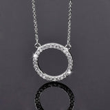 Pave Zircon Circle Pendant Choker Chain Necklace For Women Jewelry - Genuine - Gemstone