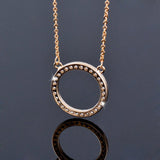 Pave Zircon Circle Pendant Choker Chain Necklace For Women Jewelry - Genuine - Gemstone