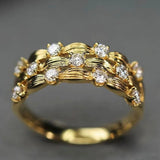 Paved Dazzling Zircon Ring Luxury Engagement Women Wedding Jewelry - Genuine - Gemstone