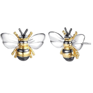 Pearl Bee Stud Earrings Cute Animal Earrings Daily Wear Women Jewelry - Gemstone Gold