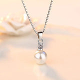 Pearl Round Pendant Necklace Wedding Ladies Jewelry Zircon For Women - Gemstone Gold