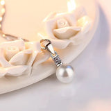Pearl Round Pendant Necklace Wedding Ladies Jewelry Zircon For Women - Gemstone Gold