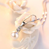 Pearl Round Pendant Necklace Wedding Ladies Jewelry Zircon For Women - Gemstone Gold