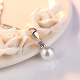 Pearl Round Pendant Necklace Wedding Ladies Jewelry Zircon For Women - Gemstone Gold