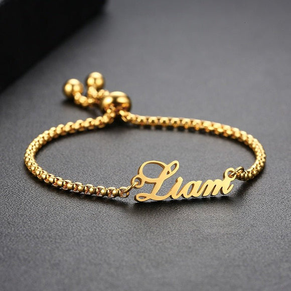 Personalized Letter Name Bracelet Link Chain Women Anniverssary Jewelry - Genuine - Gemstone