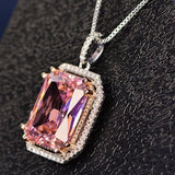 Pink Spinel Gemstone Pendant Necklace White Gold Women's Fine Jewelry - Genuine - Gemstone