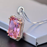 Pink Spinel Gemstone Pendant Necklace White Gold Women's Fine Jewelry - Genuine - Gemstone