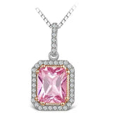 Pink Spinel Gemstone Pendant Necklace White Gold Women's Fine Jewelry - Genuine - Gemstone