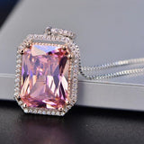 Pink Spinel Gemstone Pendant Necklace White Gold Women's Fine Jewelry - Genuine - Gemstone