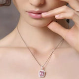 Pink Spinel Gemstone Pendant Necklace White Gold Women's Fine Jewelry - Genuine - Gemstone