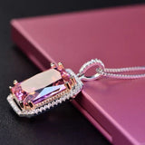 Pink Spinel Gemstone Pendant Necklace White Gold Women's Fine Jewelry - Genuine - Gemstone