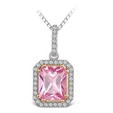 Pink Spinel Gemstone Pendant Necklace White Gold Women's Fine Jewelry - Genuine - Gemstone