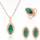 Princess Zircon Bridal Jewelry Set Women's Pendants Necklaces Gold Earrings - Genuine - Gemstone