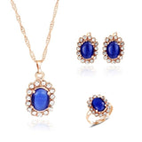 Princess Zircon Bridal Jewelry Set Women's Pendants Necklaces Gold Earrings - Genuine - Gemstone