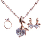 Princess Zircon Bridal Jewelry Set Women's Pendants Necklaces Gold Earrings - Genuine - Gemstone