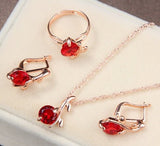 Princess Zircon Bridal Jewelry Set Women's Pendants Necklaces Gold Earrings - Genuine - Gemstone