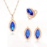 Princess Zircon Bridal Jewelry Set Women's Pendants Necklaces Gold Earrings - Genuine - Gemstone