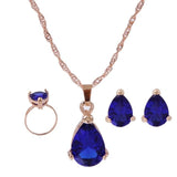 Princess Zircon Bridal Jewelry Set Women's Pendants Necklaces Gold Earrings - Genuine - Gemstone