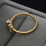 Princess Zircon Gold Ring Women's Wedding Jewelry - Genuine - Gemstone