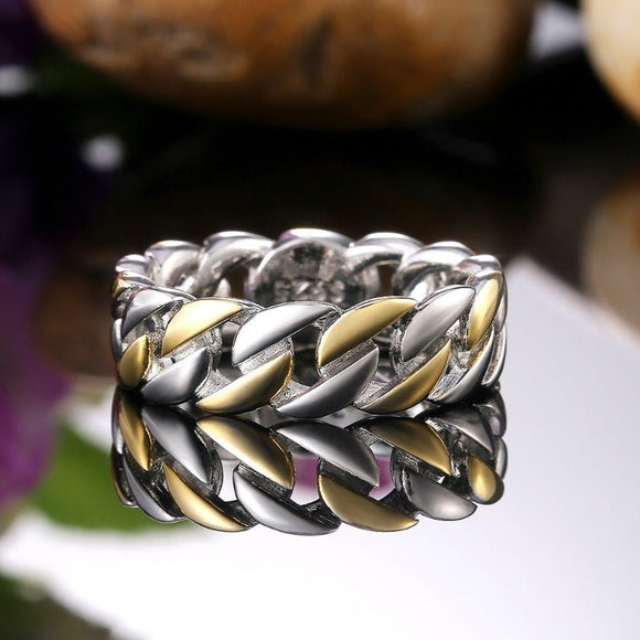 Punk Chain Ring Silver Women Anniverssary Party Jewelry - Genuine - Gemstone