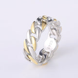 Punk Chain Ring Silver Women Anniverssary Party Jewelry - Genuine - Gemstone