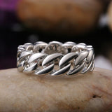 Punk Chain Ring Silver Women Anniverssary Party Jewelry - Genuine - Gemstone