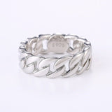 Punk Chain Ring Silver Women Anniverssary Party Jewelry - Genuine - Gemstone