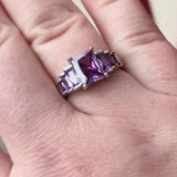 Purple Alexandrite Engagement Ring 925 Silver Women Wedding Jewelry - Genuine - Gemstone