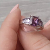 Purple Alexandrite Engagement Ring 925 Silver Women Wedding Jewelry - Genuine - Gemstone