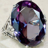 Purple Alexandrite Engagement Ring Art Deco Women's Wedding Jewelry - Genuine - Gemstone