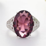 Purple Alexandrite Engagement Ring Art Deco Women's Wedding Jewelry - Genuine - Gemstone