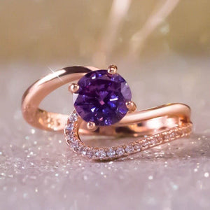 Purple Alexandrite Engagement Ring For Women 14K Gold Wedding Jewelry - Genuine - Gemstone